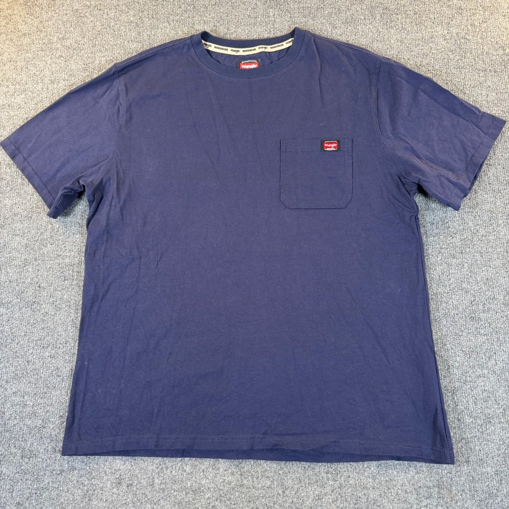 Wrangler Workwear Mens XL‎ Blue Short Sleeve Pocket T-Shirt WW55281 Cotton